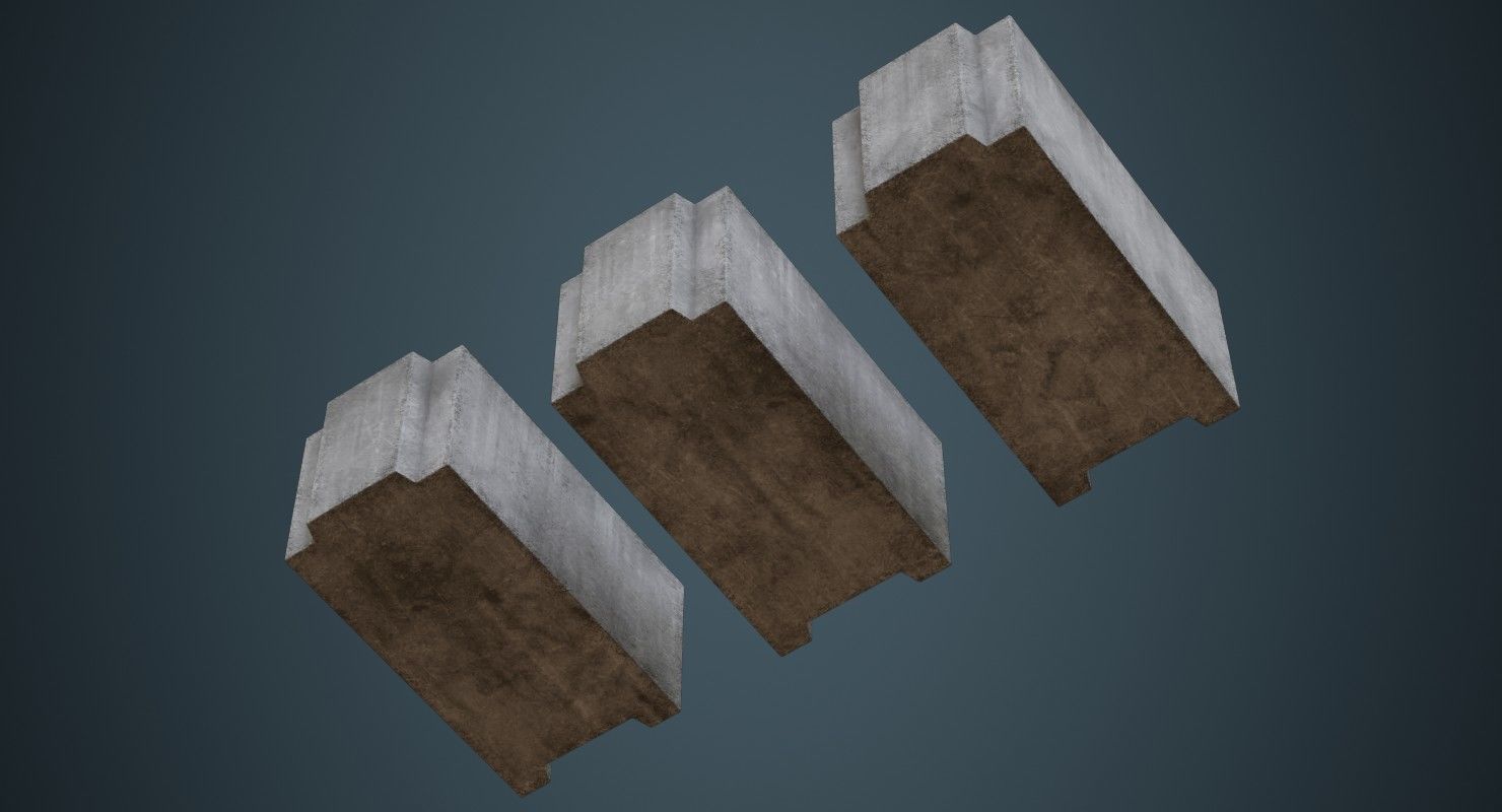 Concrete Barrier 5B Low-poly 3D model_4