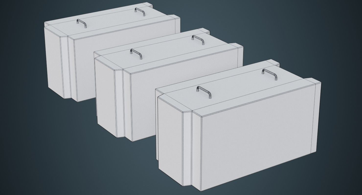 Concrete Barrier 5B Low-poly 3D model_5