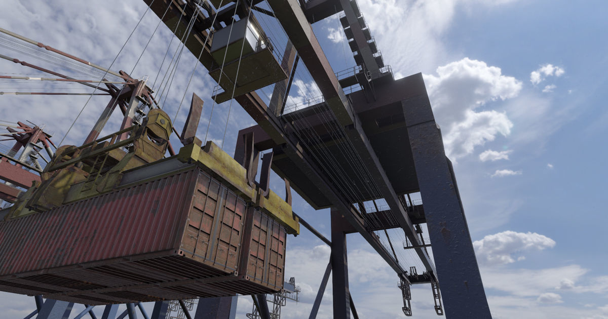 Harbour Crane Low-poly 3D model_11