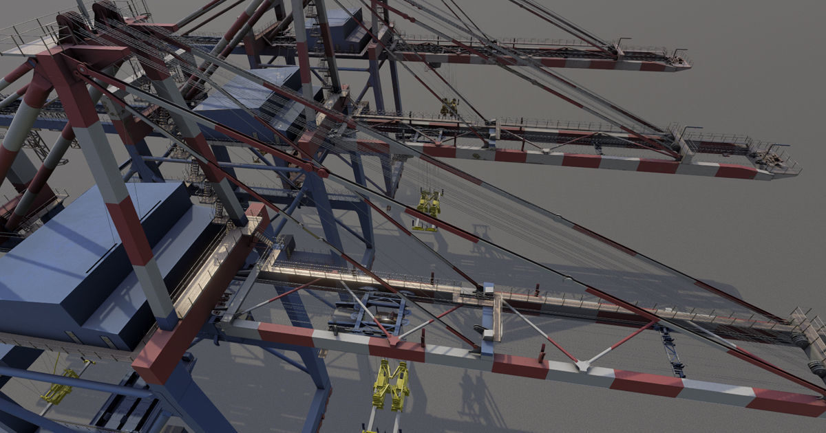 Harbour Crane Low-poly 3D model_13