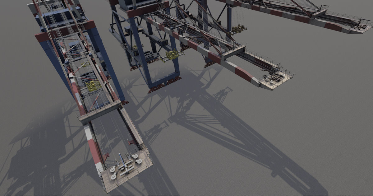 Harbour Crane Low-poly 3D model_14
