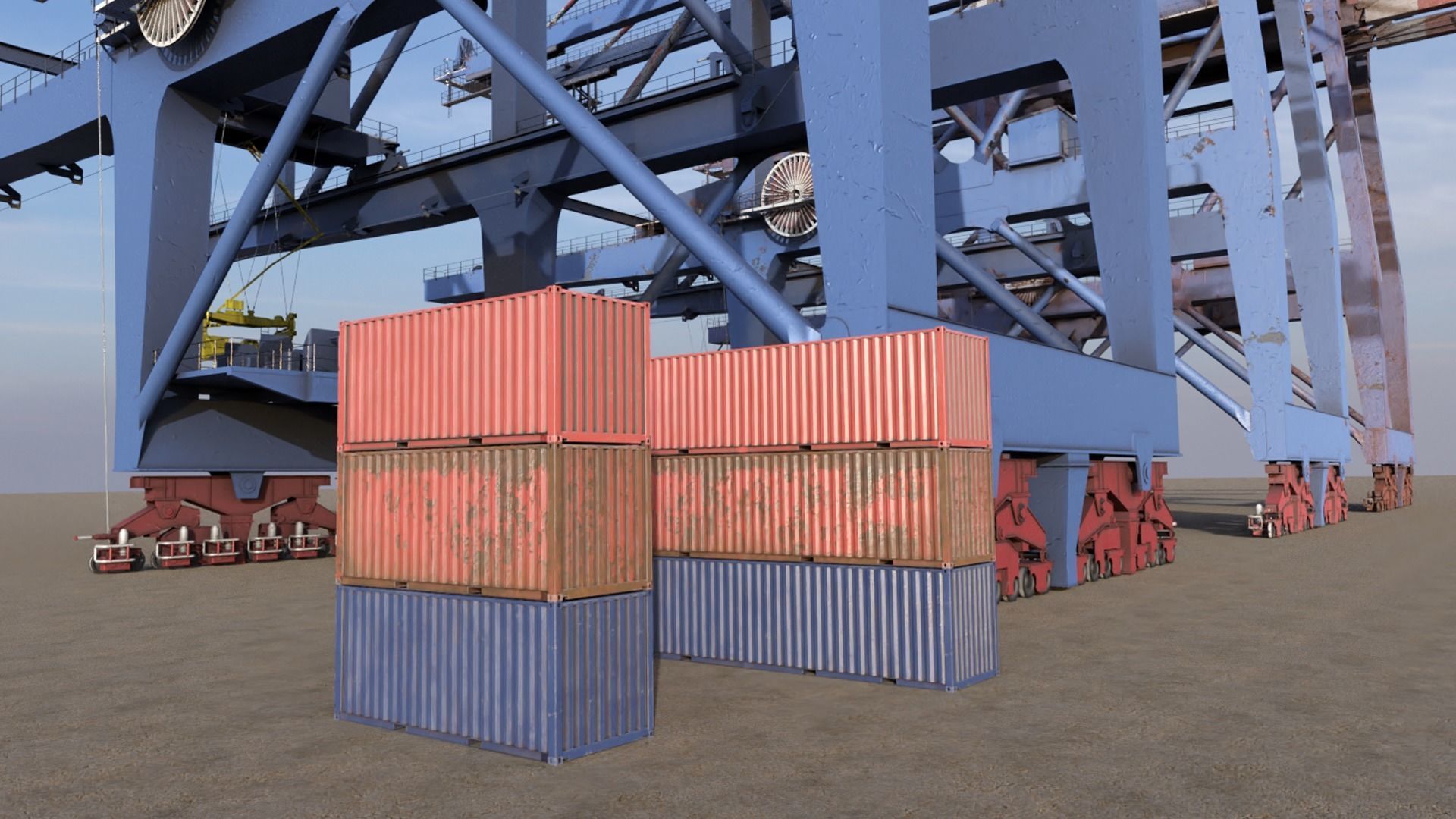 Harbour Crane Low-poly 3D model_4