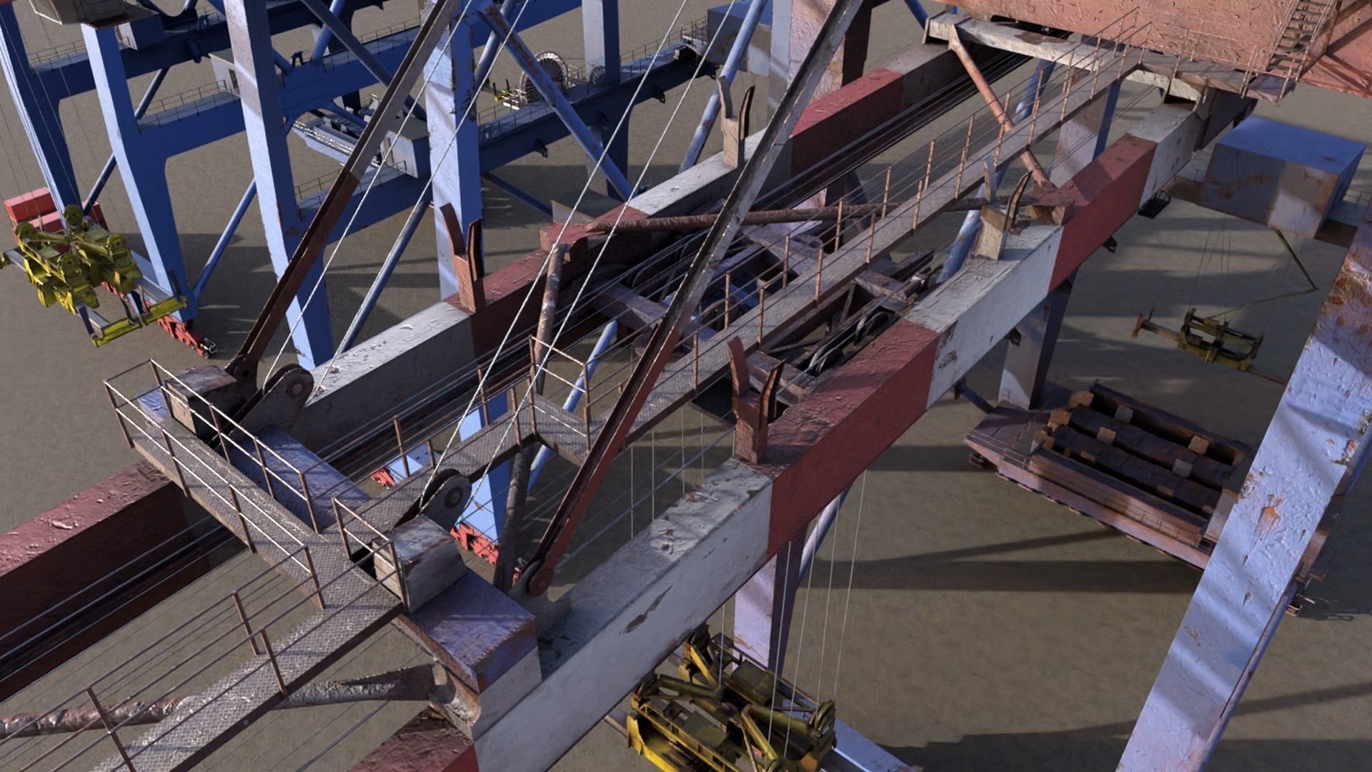 Harbour Crane Low-poly 3D model_7