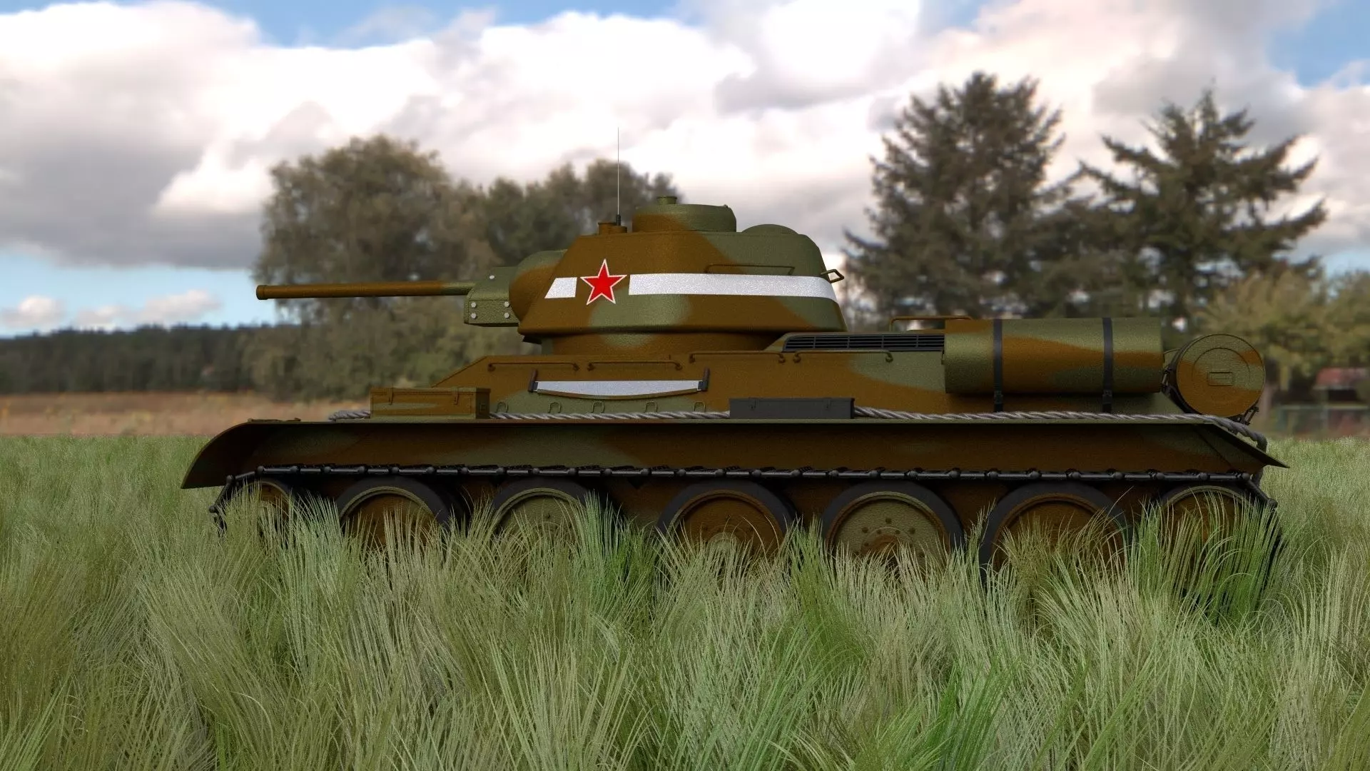 T34 76 Tank Camo HDRI 3D model