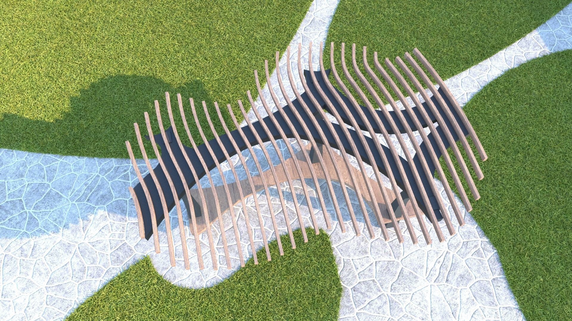 ORGANIC DESIGN PERGOLA Low-poly 3D model_2