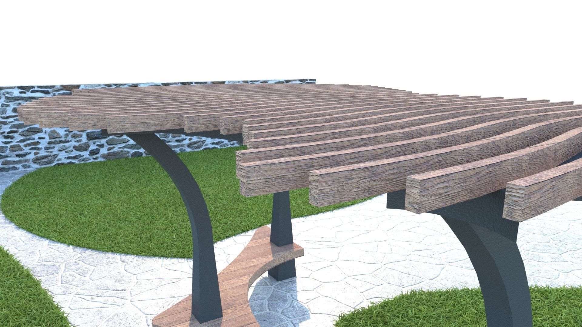 ORGANIC DESIGN PERGOLA Low-poly 3D model_9