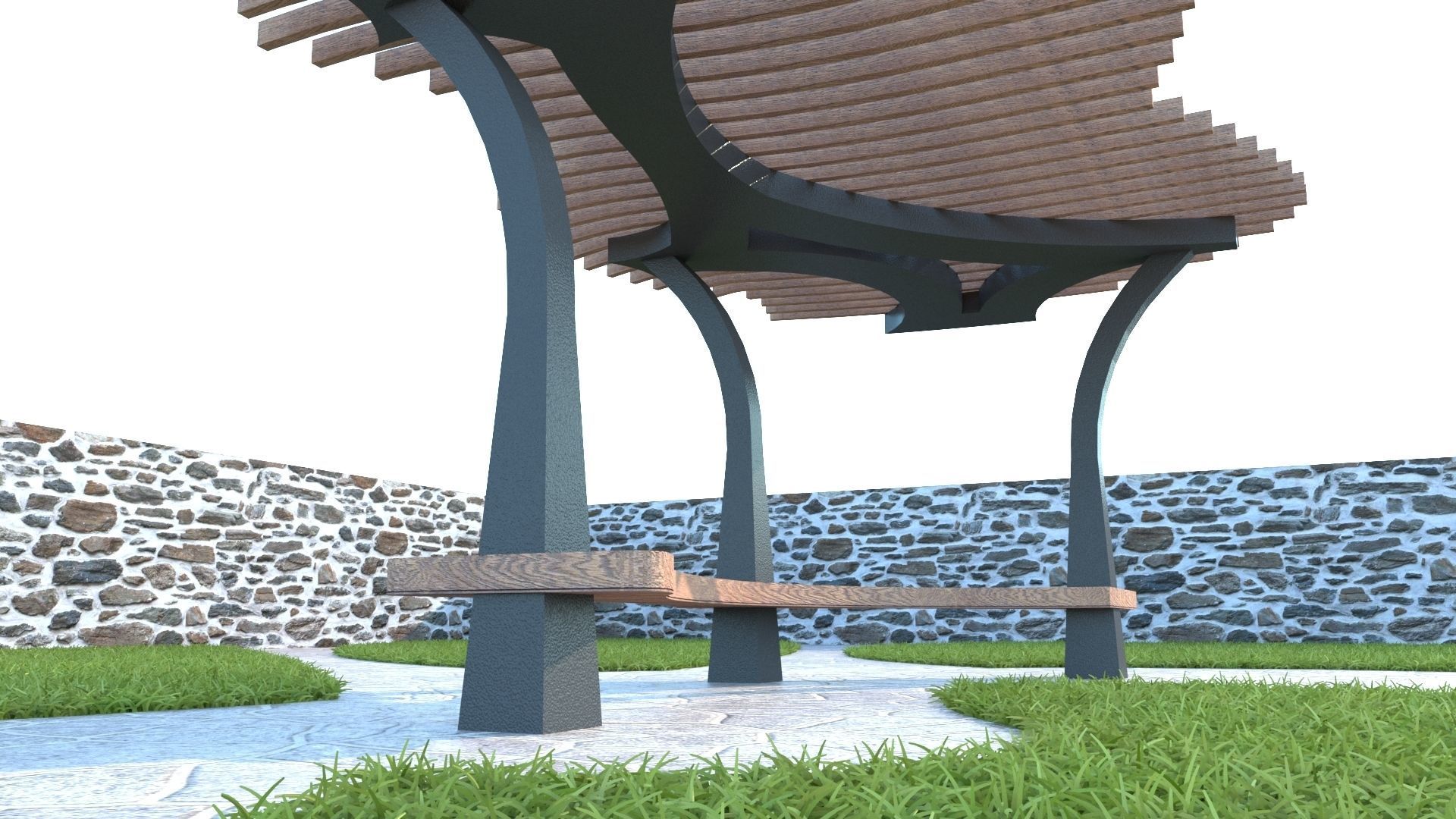 ORGANIC DESIGN PERGOLA Low-poly 3D model_3