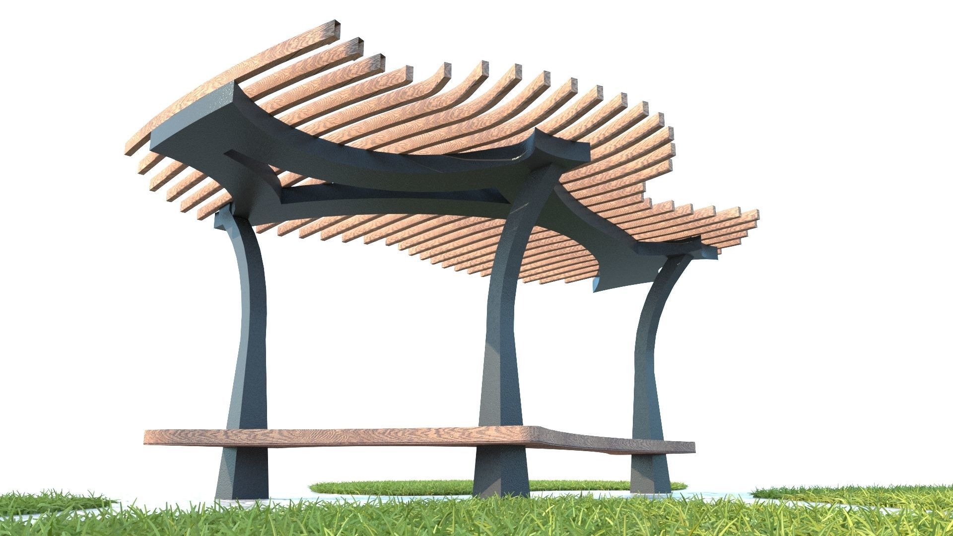 ORGANIC DESIGN PERGOLA Low-poly 3D model_6