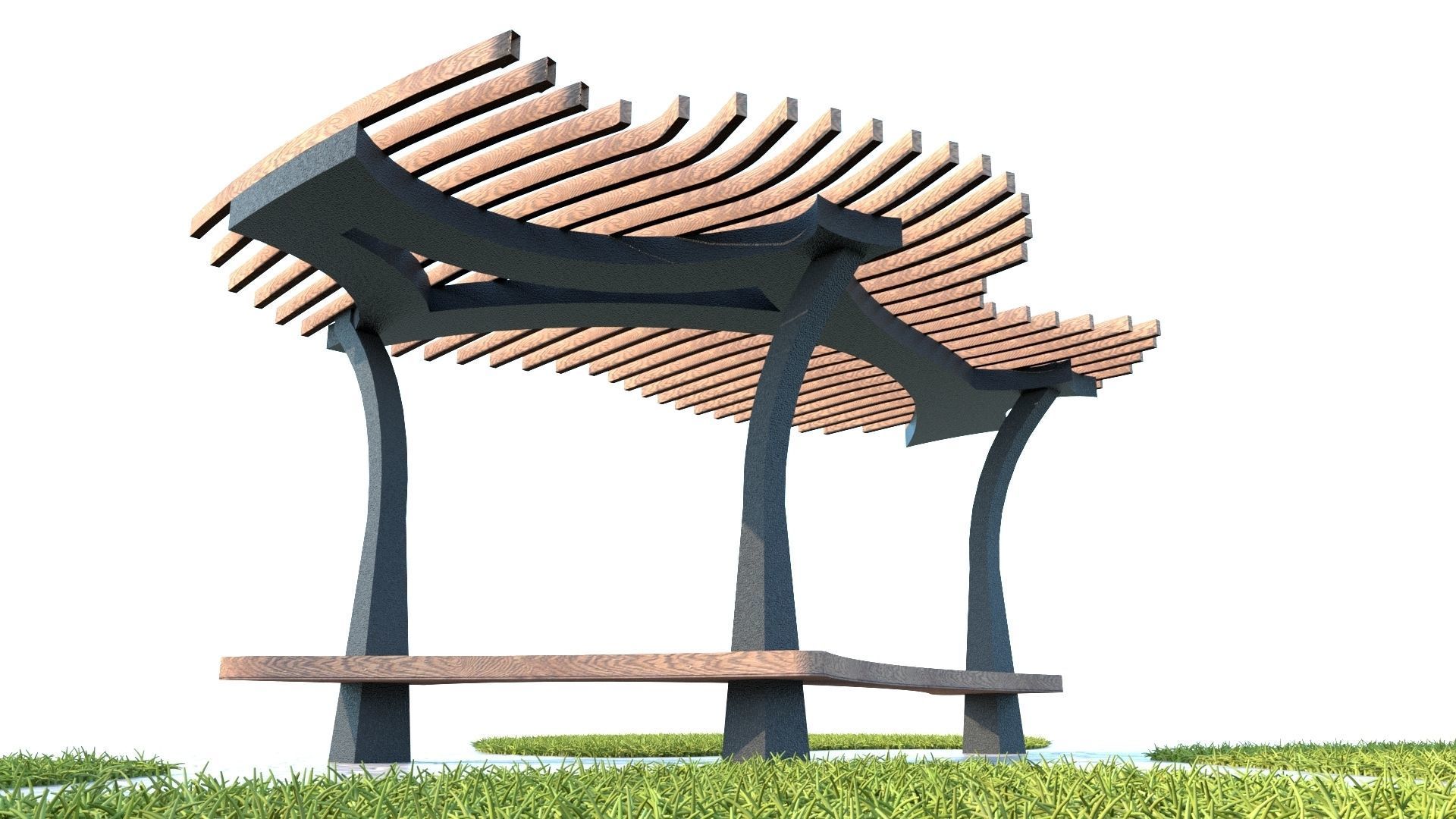 ORGANIC DESIGN PERGOLA Low-poly 3D model_5