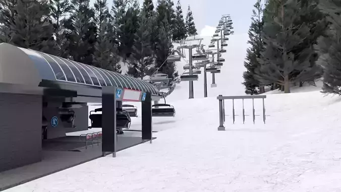 ski center Lifts Low-poly 3D model