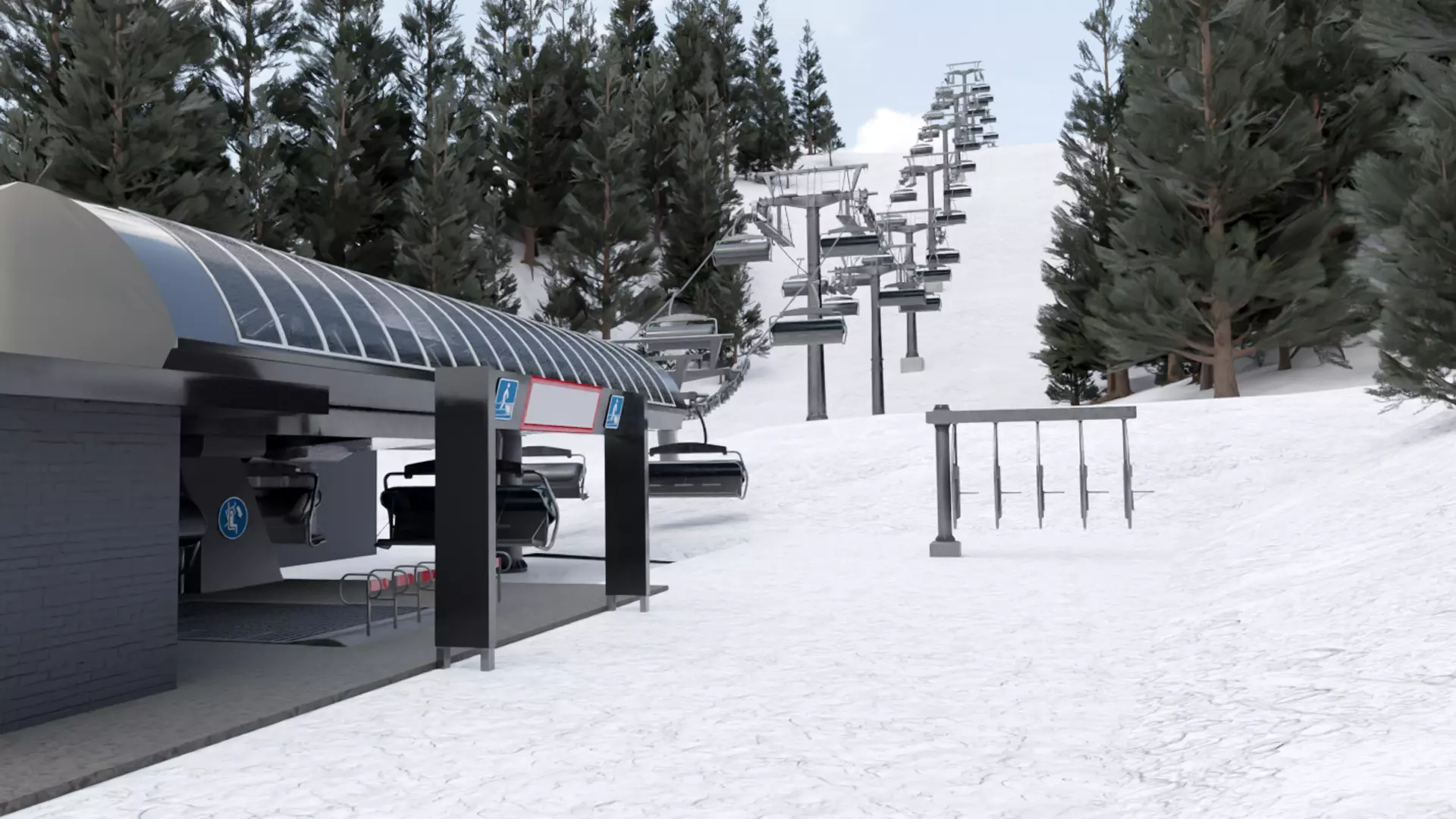 ski center Lifts Low-poly 3D model_0