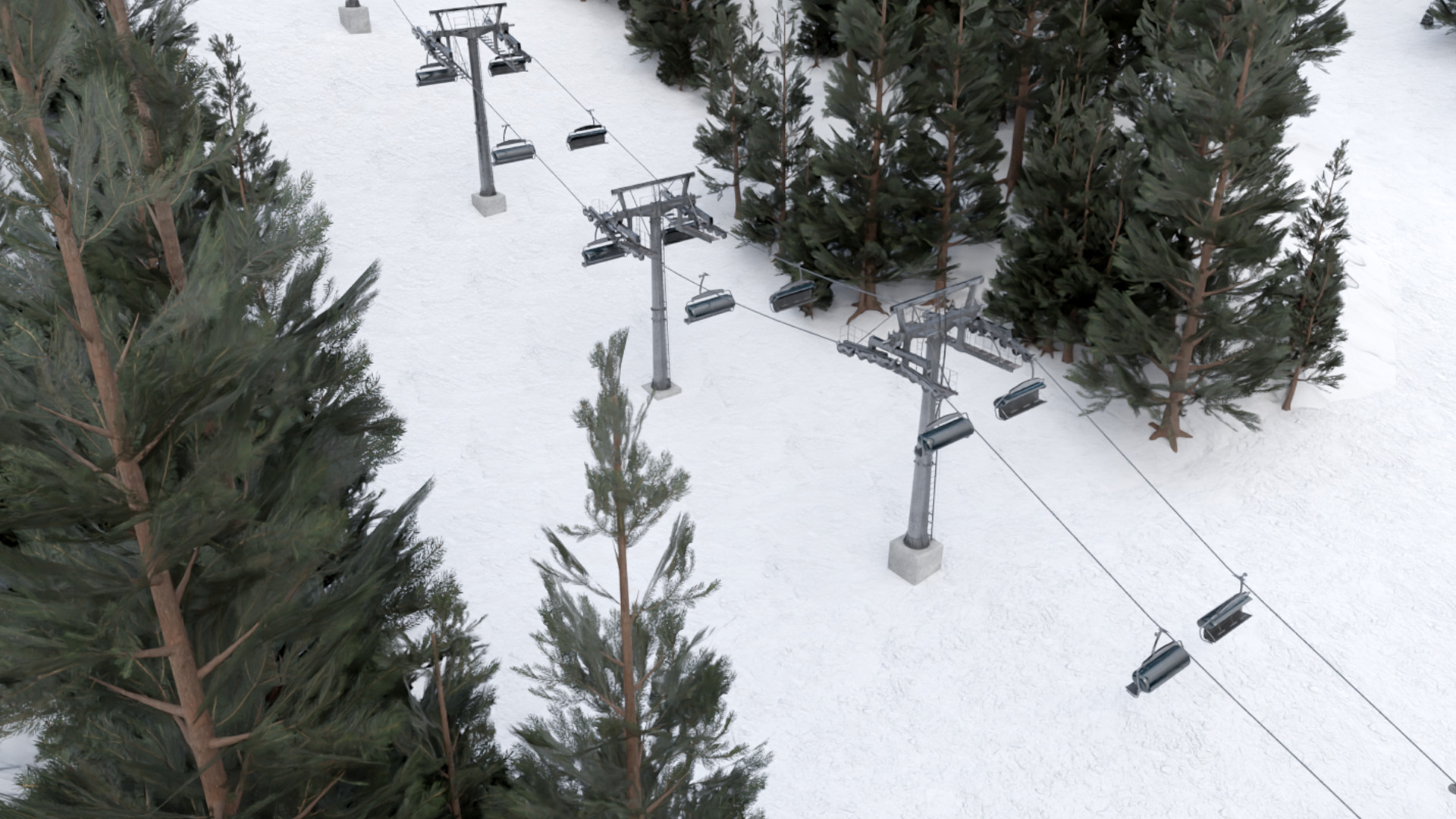 ski center Lifts Low-poly 3D model_2