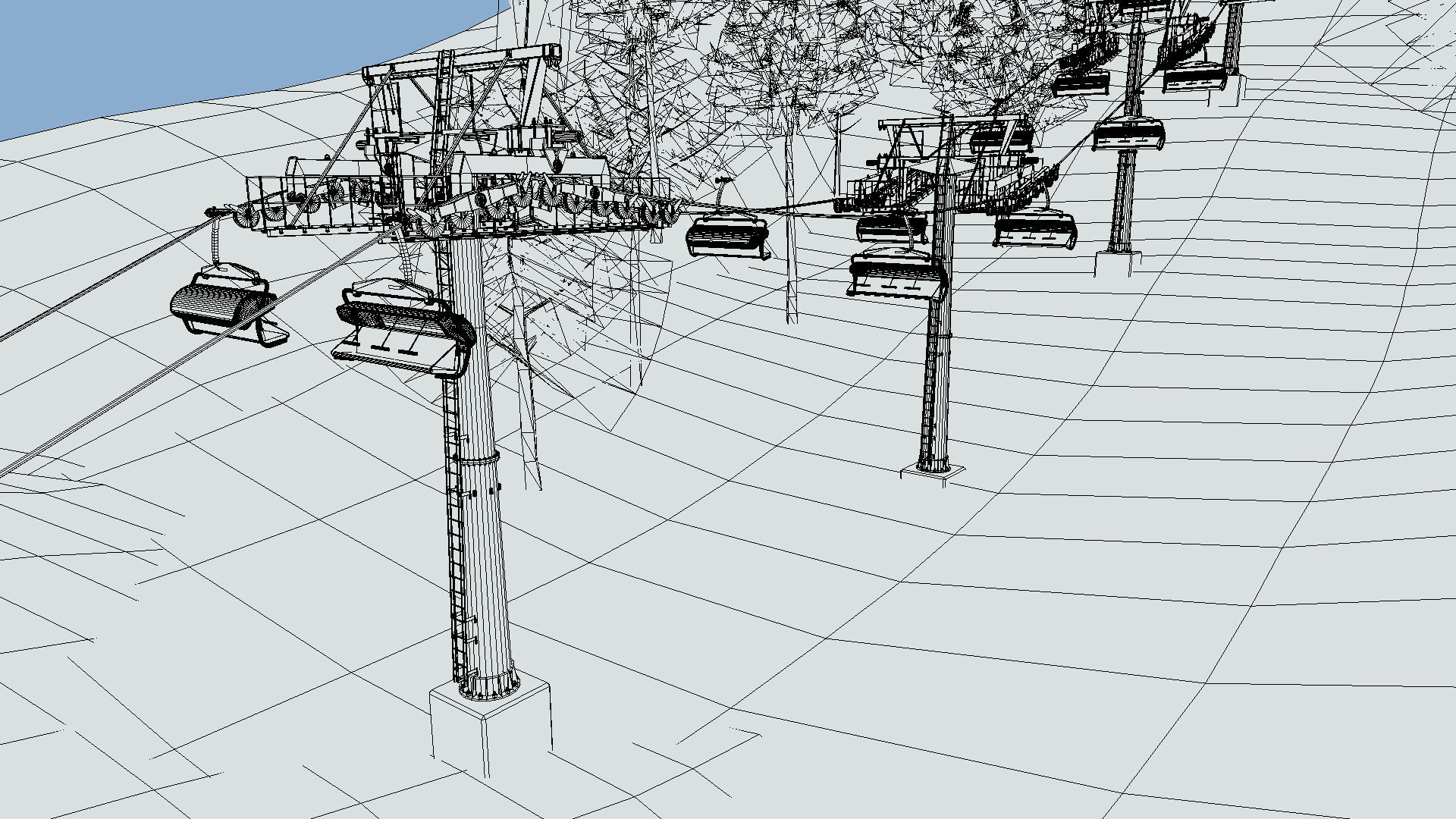 ski center Lifts Low-poly 3D model_14