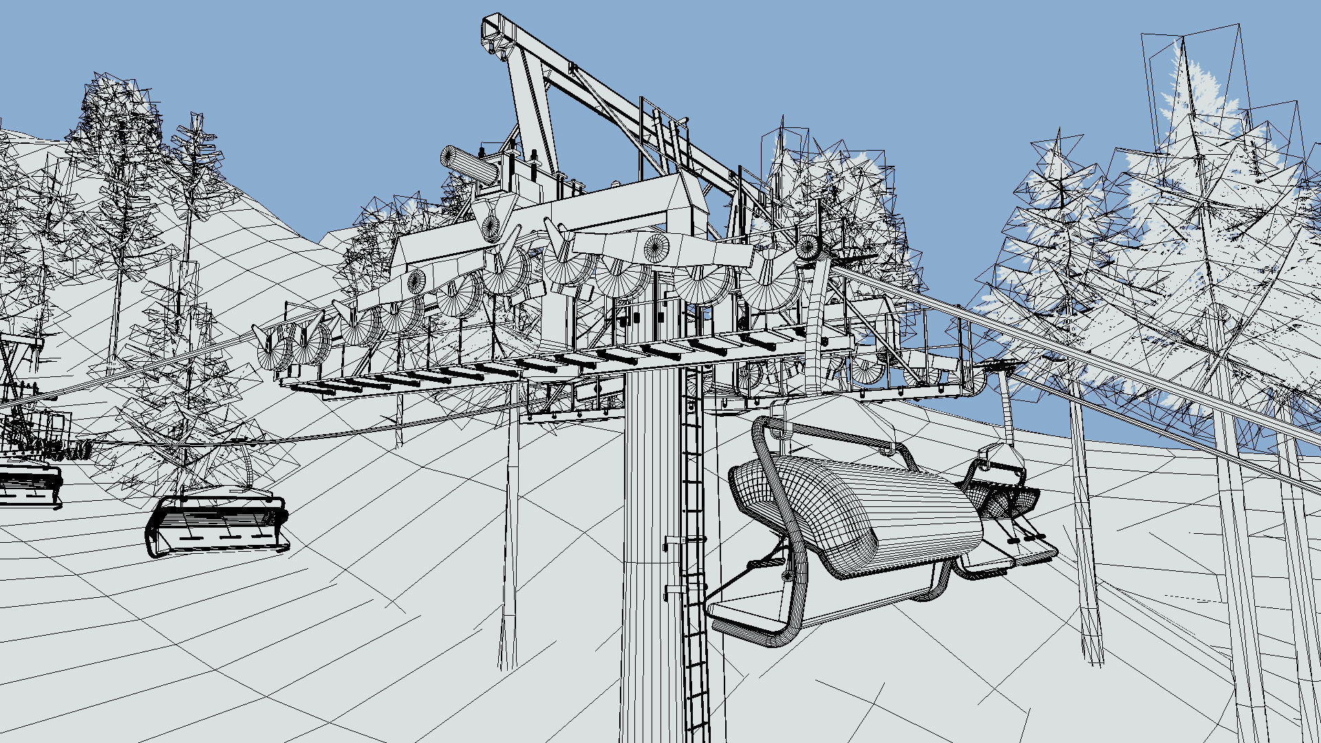 ski center Lifts Low-poly 3D model_13