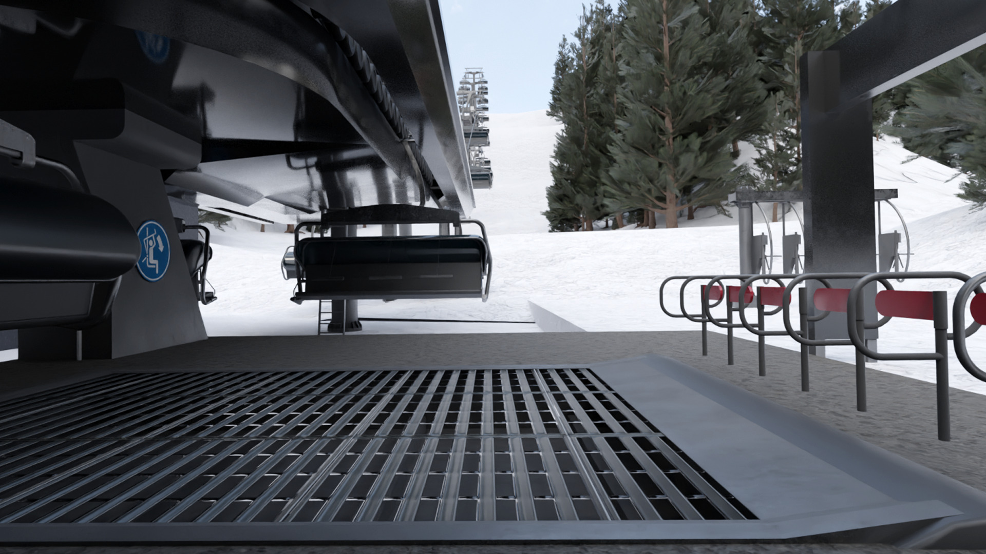 ski center Lifts Low-poly 3D model_1