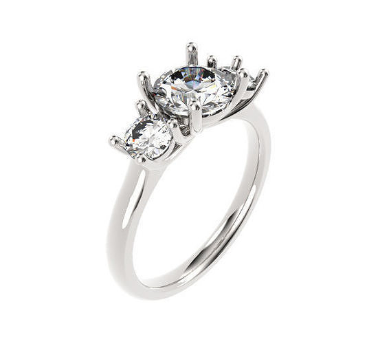 Round Stone Trilogy Ring 3D print model