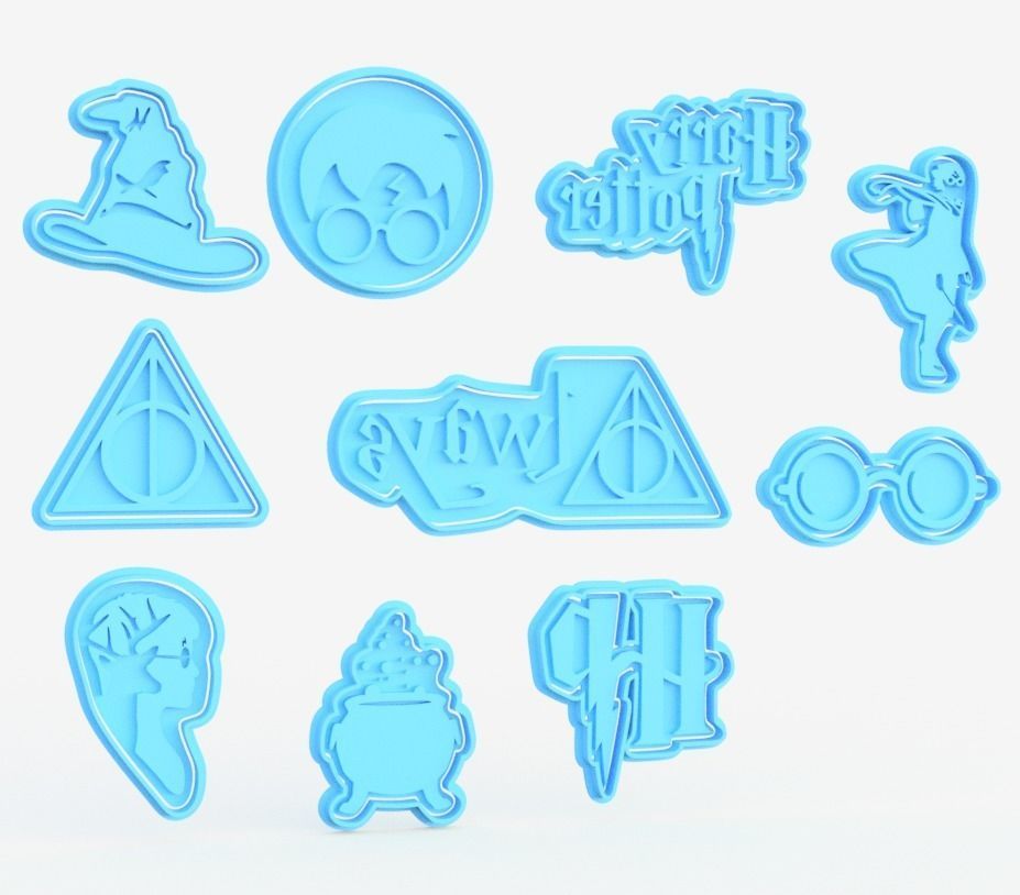 Harry Potter cookie cutter set of 10 3D model 3D printable STL