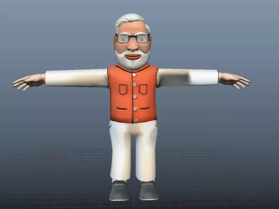 Cartoon narendra modi 3d  Character model Low-poly 3D model_0