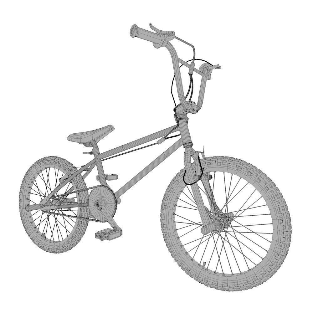 Bicycle bmx bike Low-poly 3D model_6