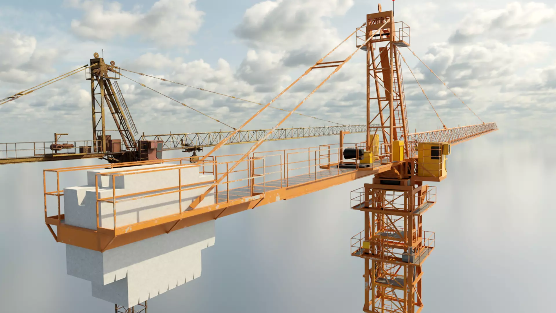 construction crane Low-poly 3D model_0