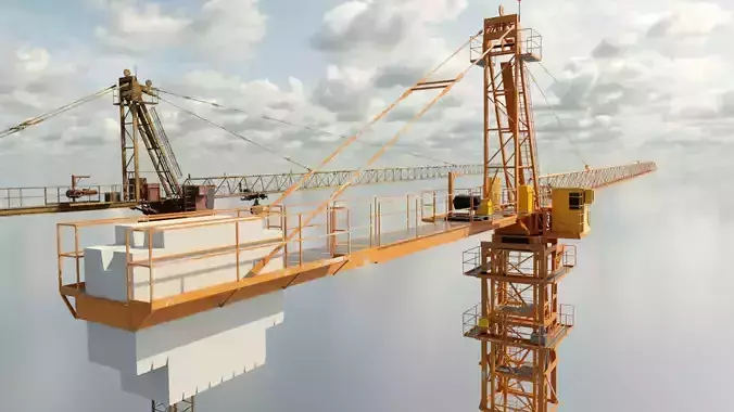 construction crane Low-poly 3D model