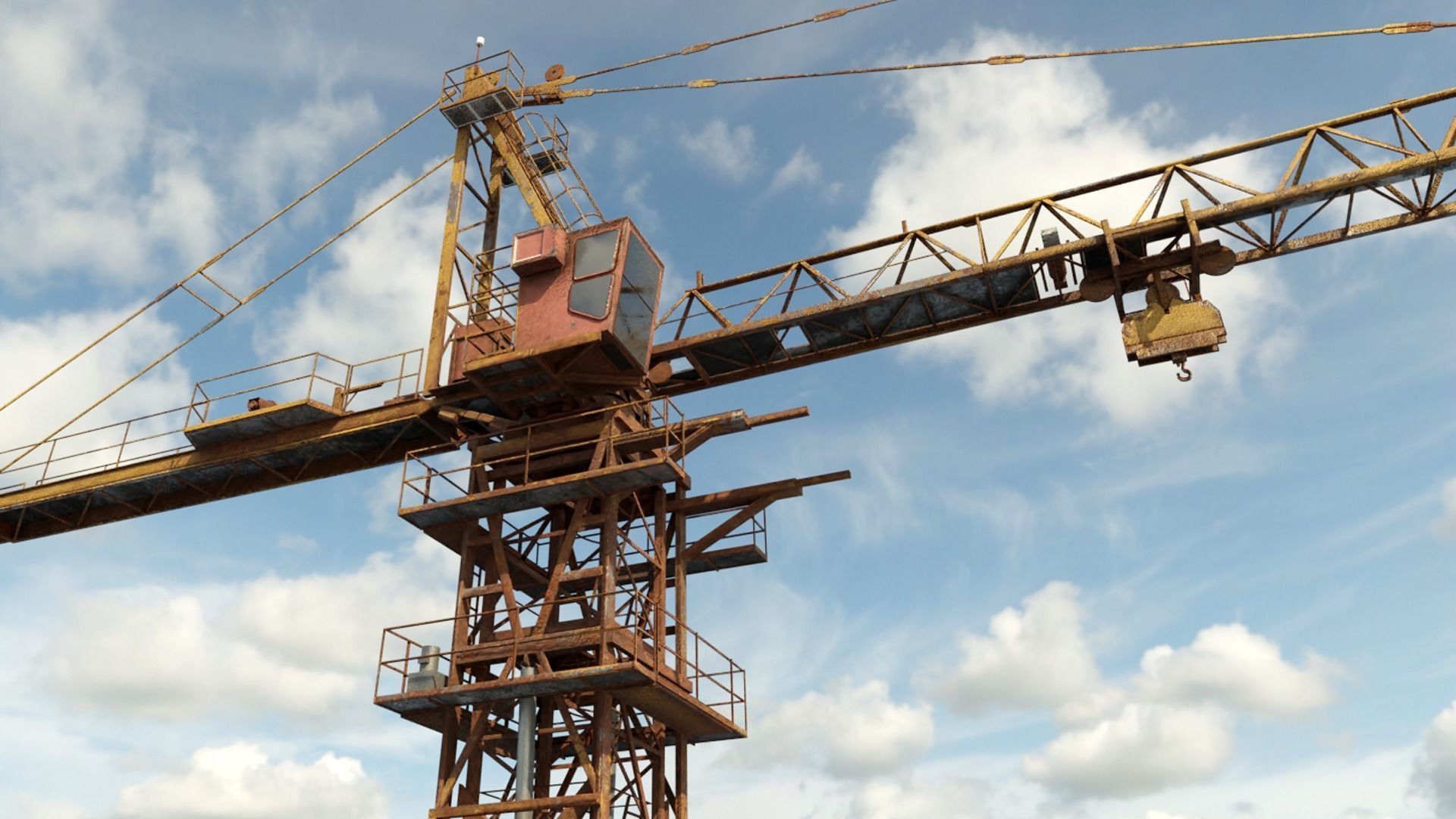 construction crane Low-poly 3D model_4