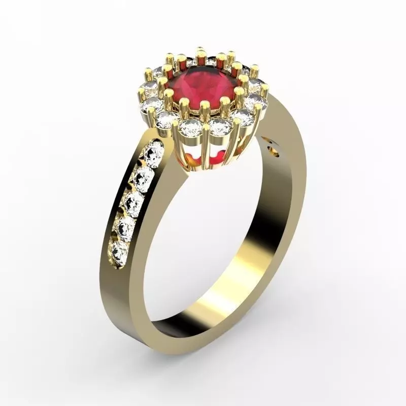 Ring with gemstones 3D print model_1