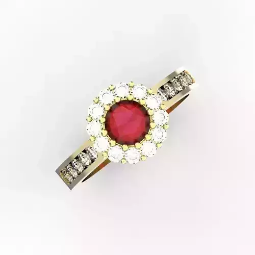 Ring with gemstones 3D print model