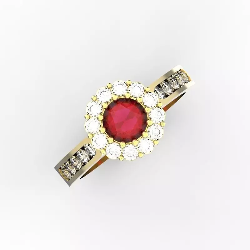 Ring with gemstones 3D print model_0