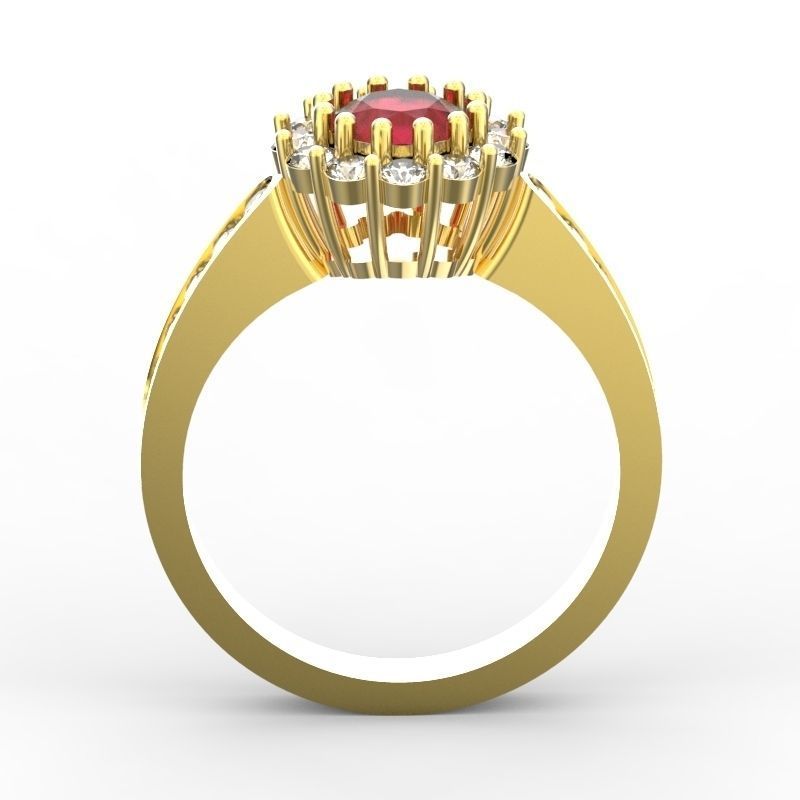 Ring with gemstones 3D print model_2