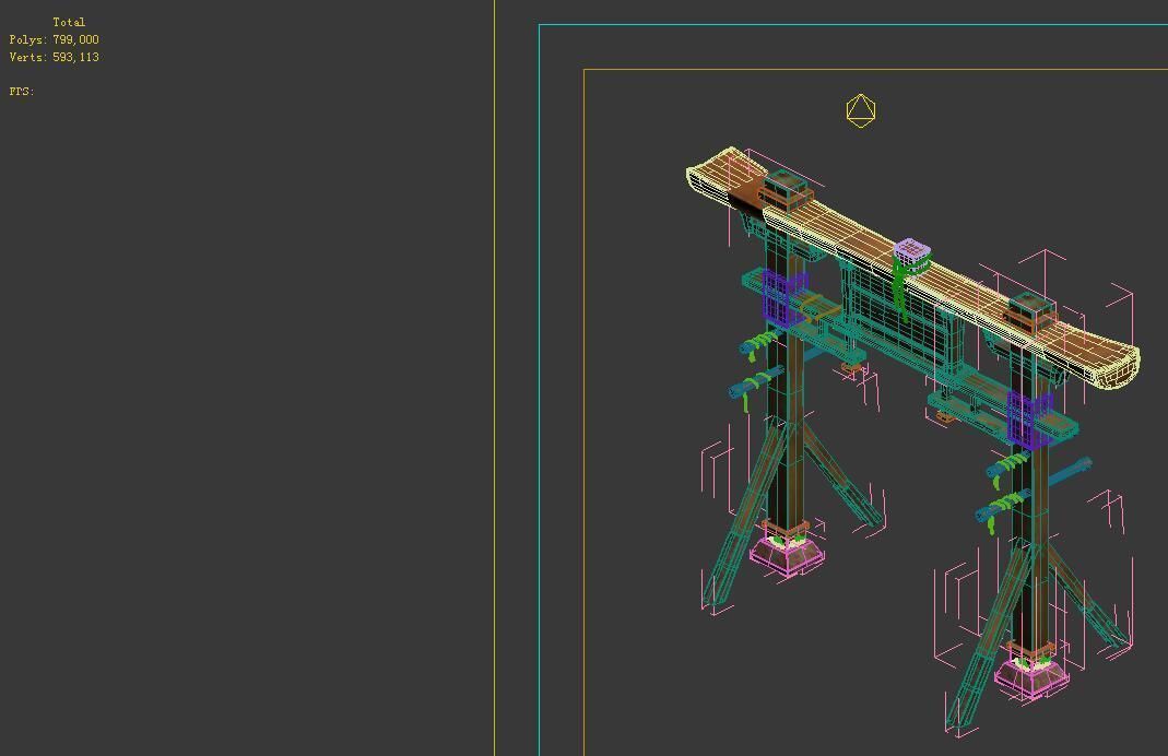 Game model - Hanging Garden - wooden village arch 3D model_1