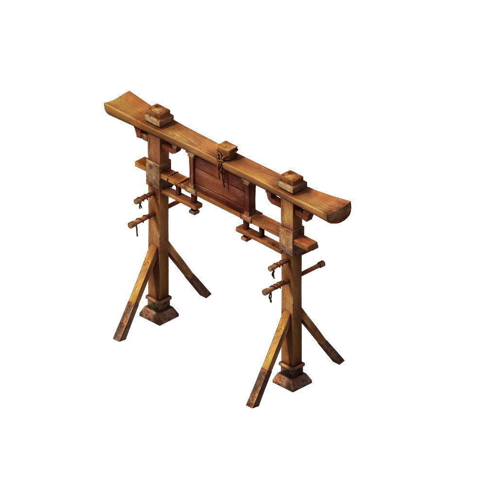 Game model - Hanging Garden - wooden village arch 3D model_2