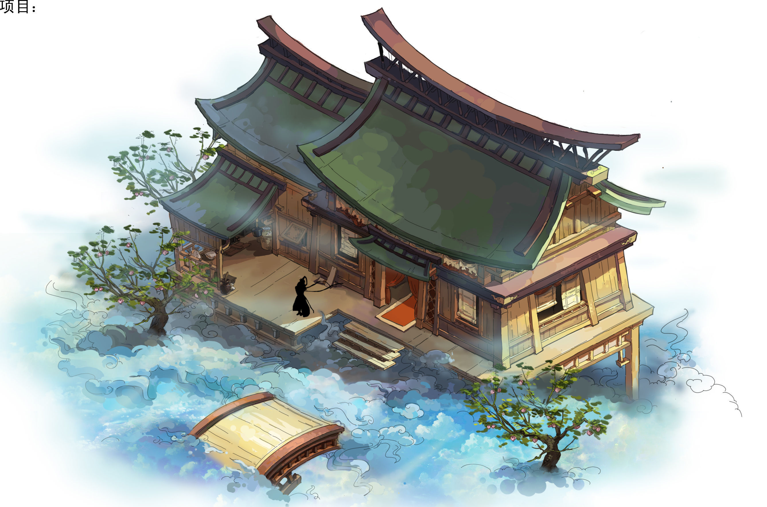 Game model - Hanging Garden - Peach Blossom Villag 3D model_2