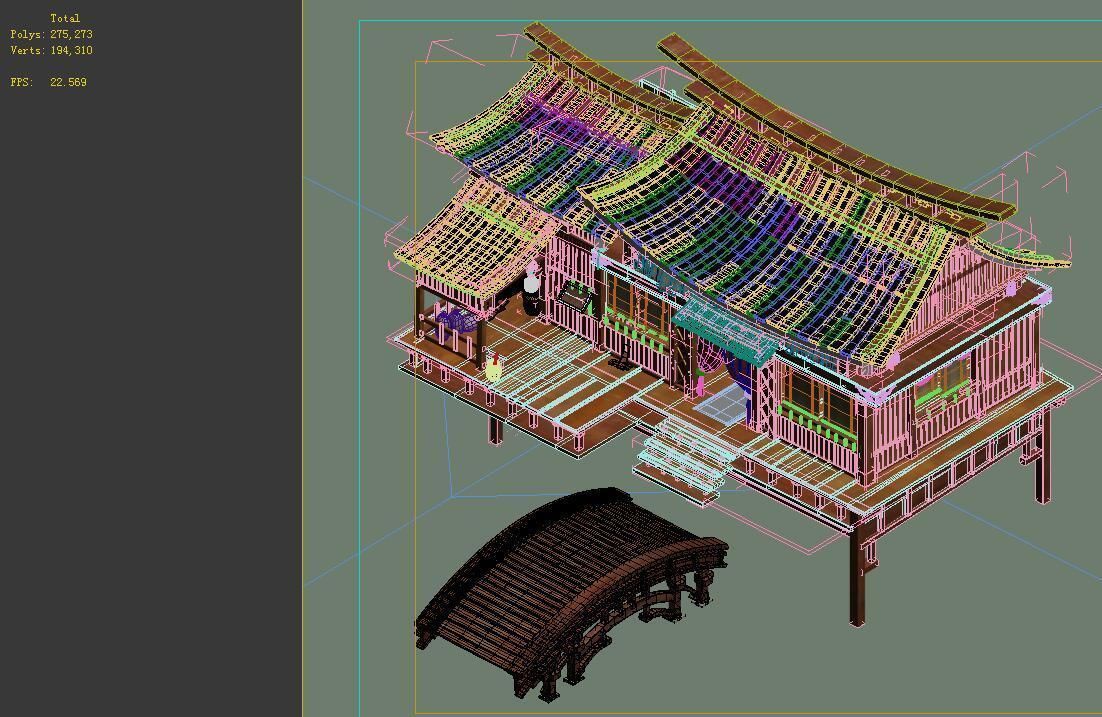 Game model - Hanging Garden - Peach Blossom Villag 3D model_1