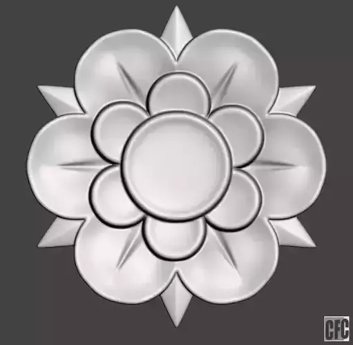 WoodCarving floral detail - 3d model for CNC - FlowerCFC03