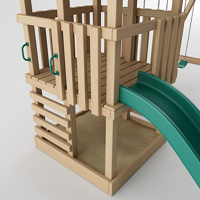 Playground Set wooden 3D model_3