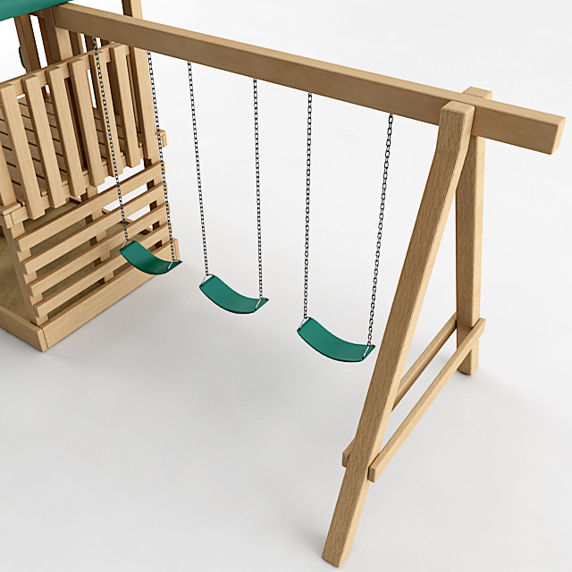 Playground Set wooden 3D model_1