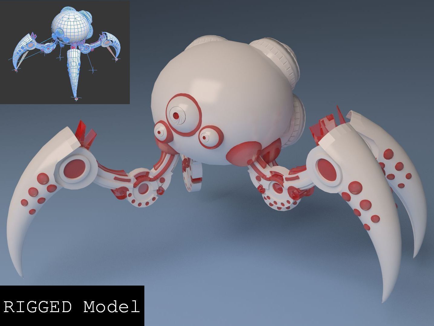 Alien scout ANIMATED - arachnid robot 3D model_2