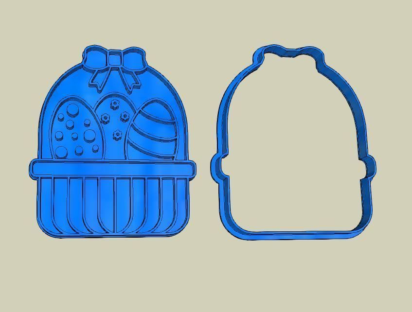 Easter basket with eggs 3D print model_0