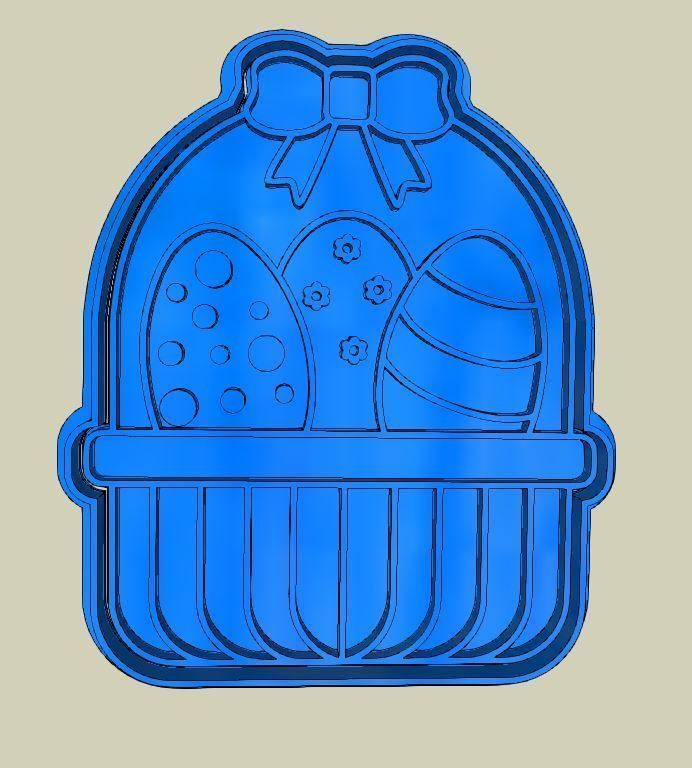 Easter basket with eggs 3D print model_1