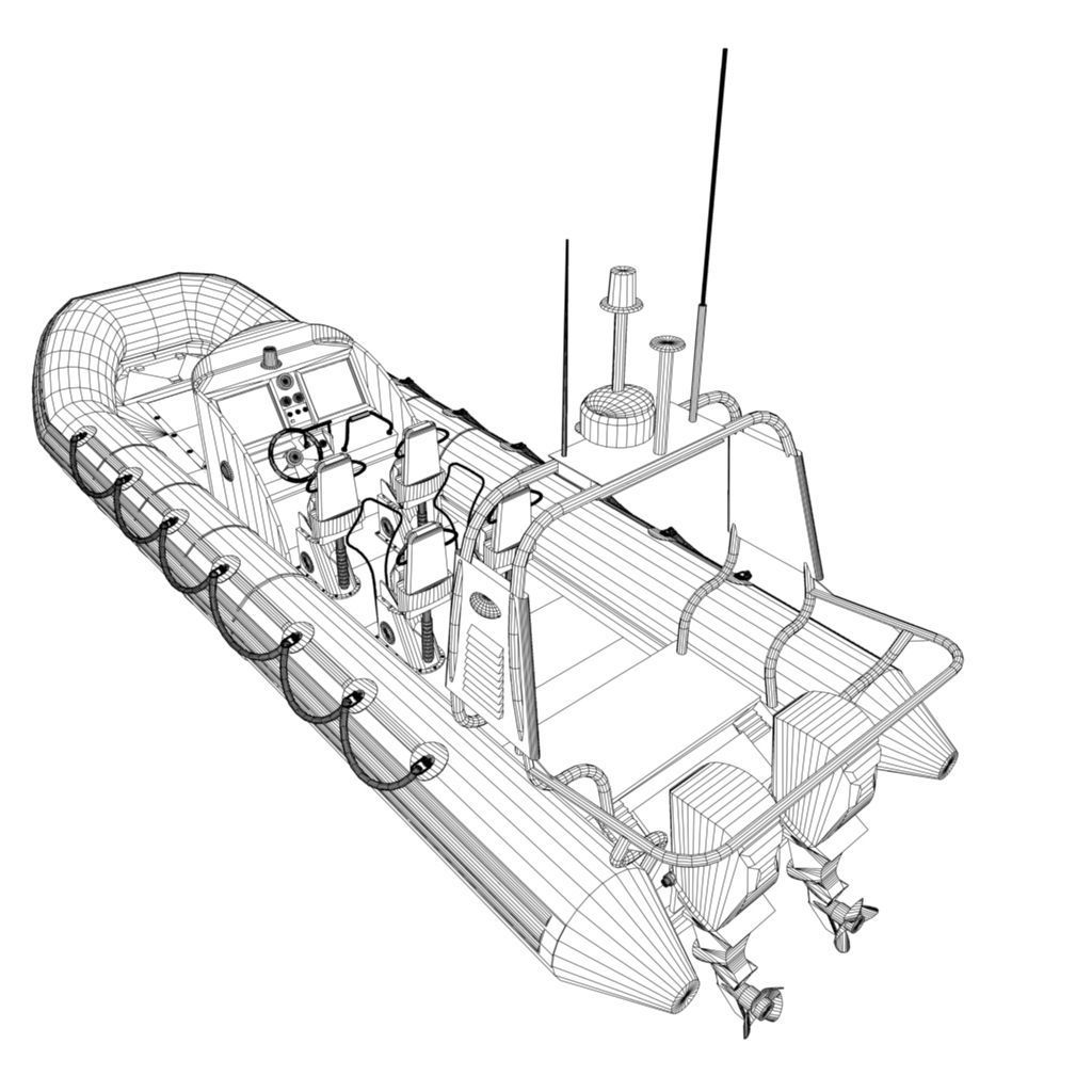 Zodiac Police Boat Low-poly 3D model_6