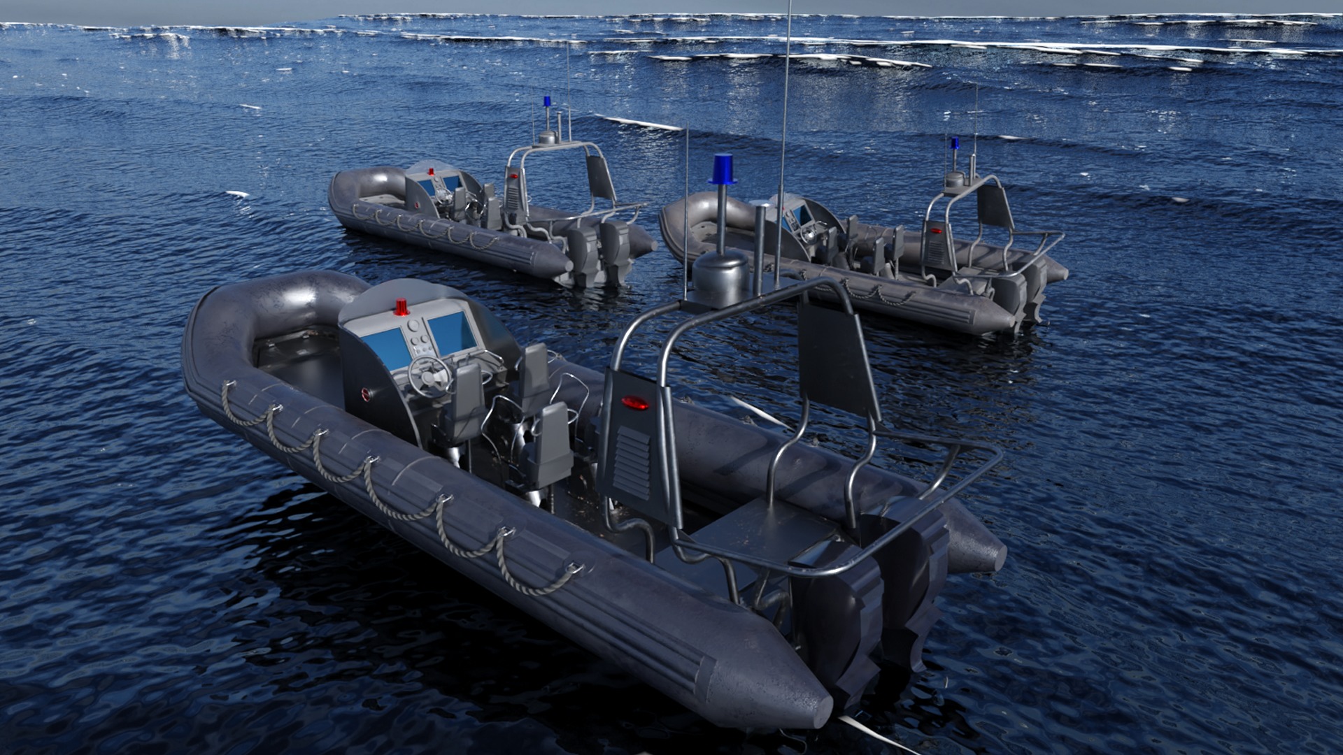 Zodiac Police Boat Low-poly 3D model_2