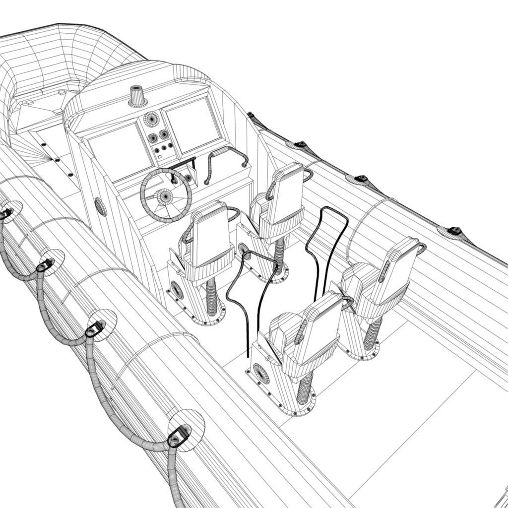 Zodiac Police Boat Low-poly 3D model_7