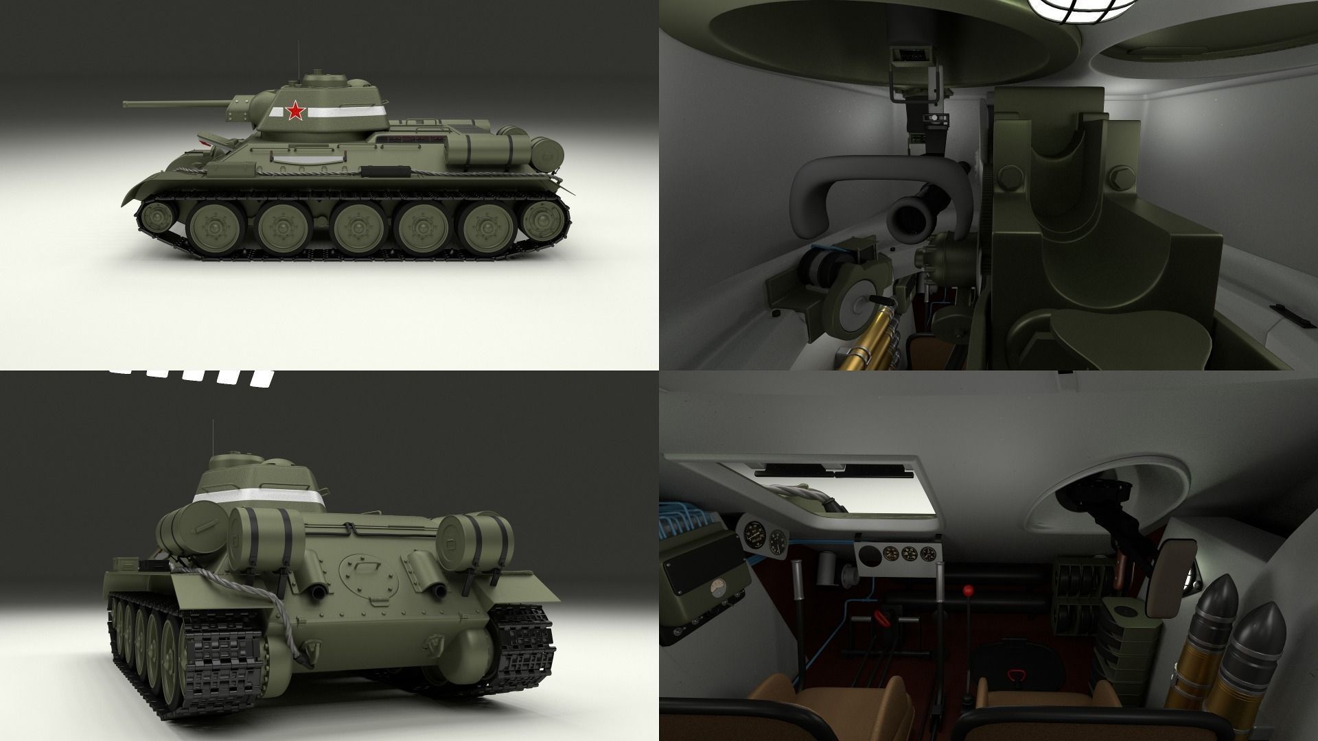 T34 76 Tank with Interior 3D model