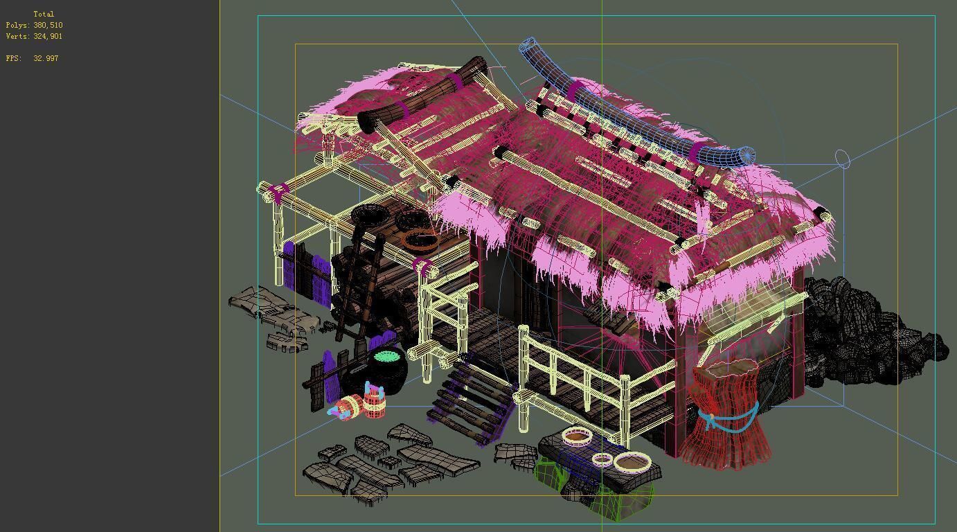 Game Model - Thatched Cottage 02 3D model_1