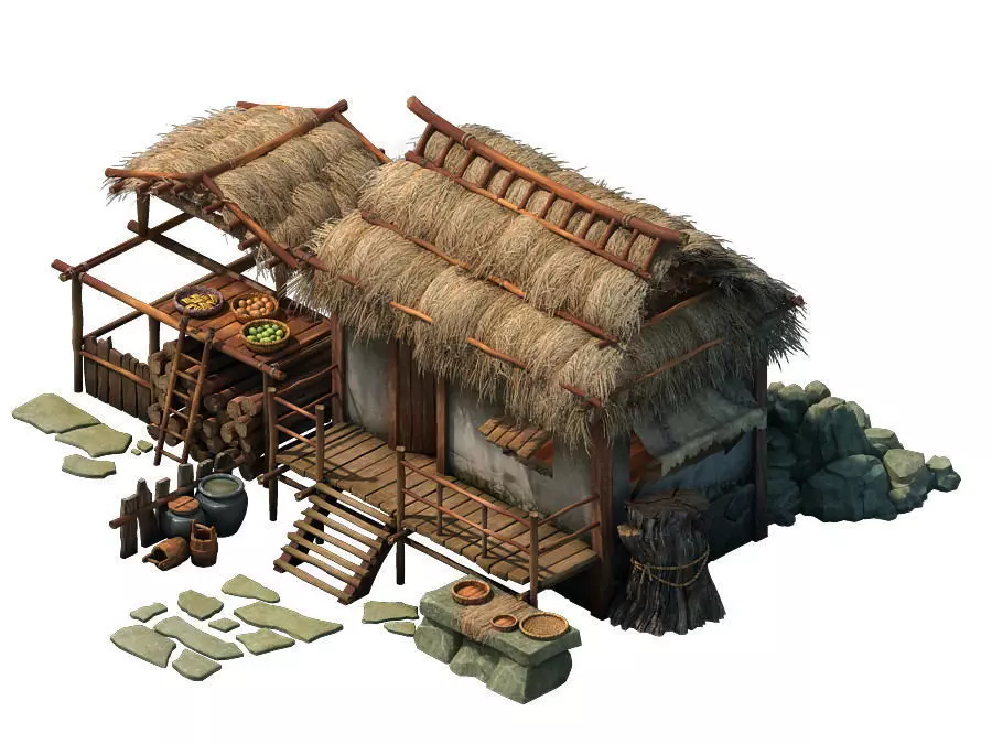 Game Model - Thatched Cottage 02 3D model_0