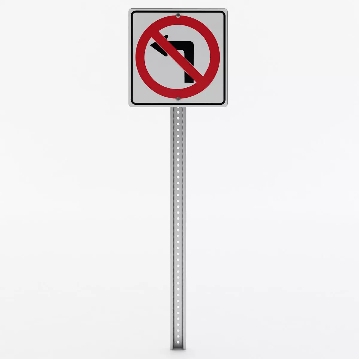 No Left Turn Sign 3D model_0