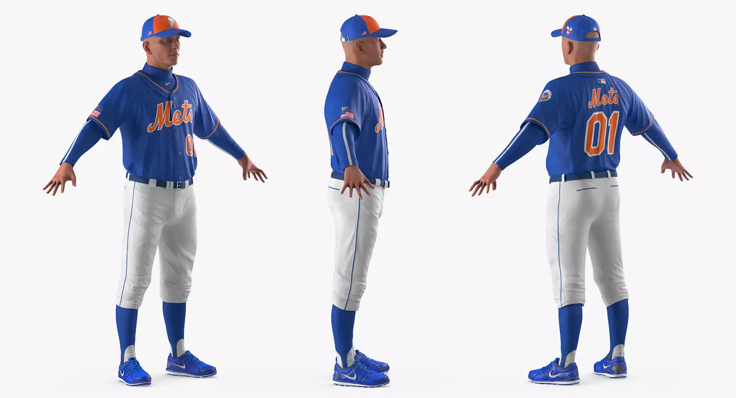 Baseball Player Rigged Mets 2 for Maya 3D model