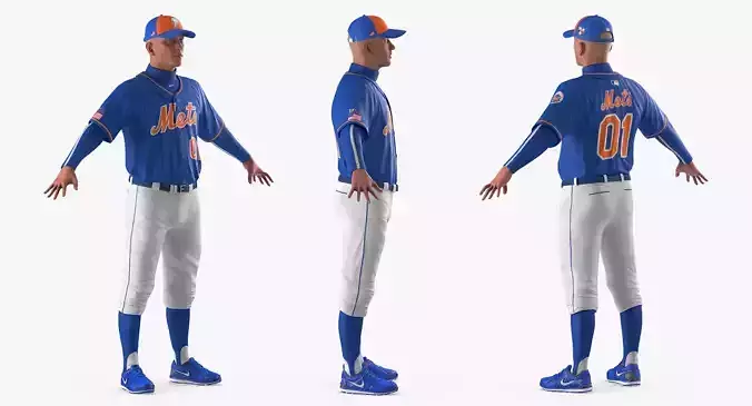 Baseball Player Rigged Mets 2 for Maya