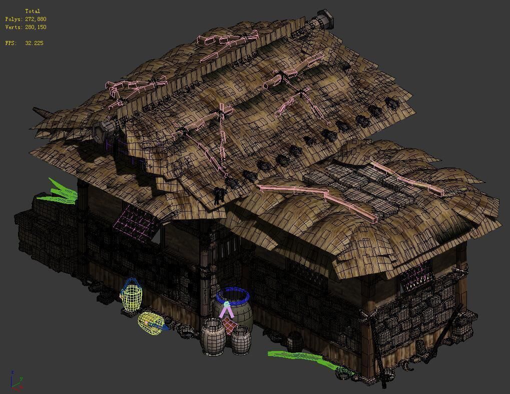 Folk Building - Thatched Cottage 3D model_1